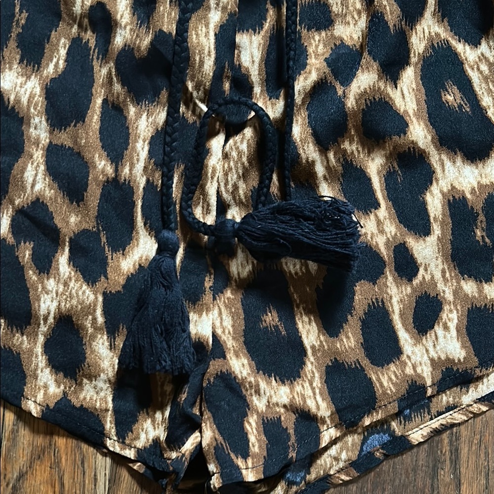 Fashion Nova Animal Print Tassel Shorts - Picture 2 of 4